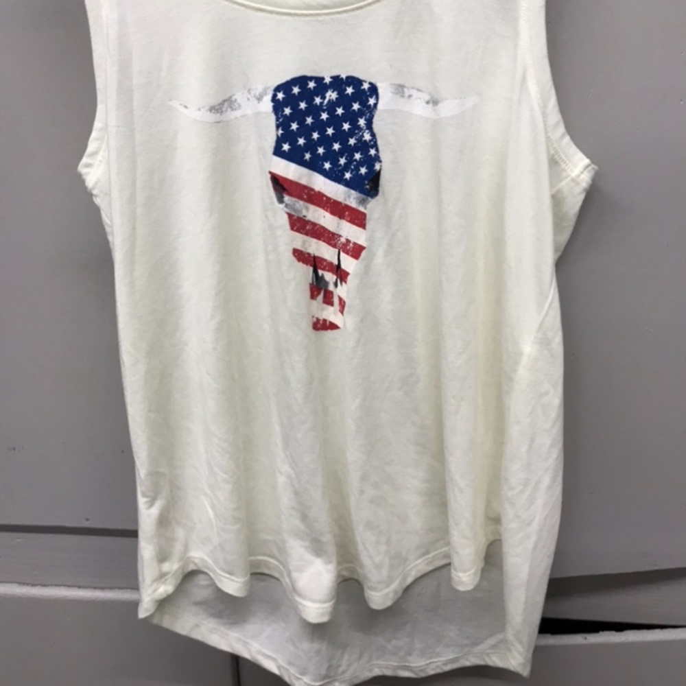 Cream white. America flag long horn